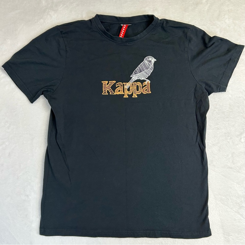 Kappa Women's Black Short Sleeve Tee with Logo Back Graphic Authentic Size Large